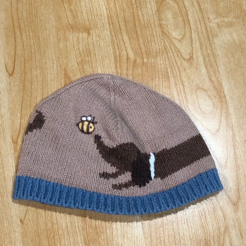 Baby Gymboree Beanie Size 6-12 months Brown and Blue Baby Hat with Bee Design